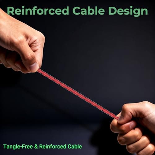 AzukiLife Red Wired Earbuds with Microphone, 3.5mm in-Ear Headphones for Laptop, Gaming & PS5, Volume Control, Clear Sound, Tangle-Free Cable, Earbuds with Case for Computer, PC & Android - Thumbnail 3