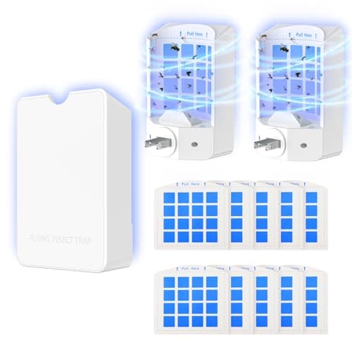 Acoswsi Indoor Fly Trap Plug in, Flying Insect Trap with Blue UV Light, Fruit Fly & Gnat Trap for Indoors, Mess-Free Bug Catcher for Home, 2 Device + 10Refill Glue Cards - Image 1