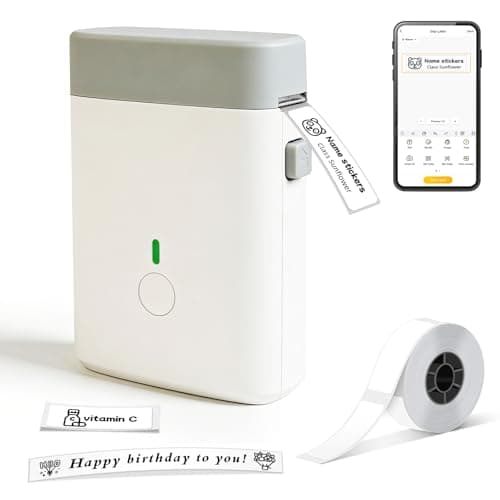 ORGBRO Label Maker Machine with Tape, DX1 Portable Bluetooth Label Printer for Home Office Organization, Support Pre-Cut & Continuous Labels, Inkless Thermal Small Labeler for School Kitchen, White - Image 1