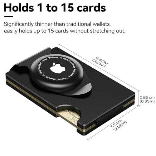 Apple Airtag Wallet Men Slim : Metal Air Tag Wallets Wallet with 2 Money Clip Replaceable Gift Boxed Set for Male Husband at Anniversay Brithday - Thumbnail 5