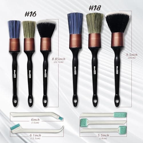 11PCS Professional Car Detailing Brush Set, Boars Hair & Ultra Soft Auto Detailing Brushes for Car Interior Exterior Cleaning, No Scratch Detail Brush Kit for Wheels Leather Air Vents, Rose Gold - Thumbnail 2