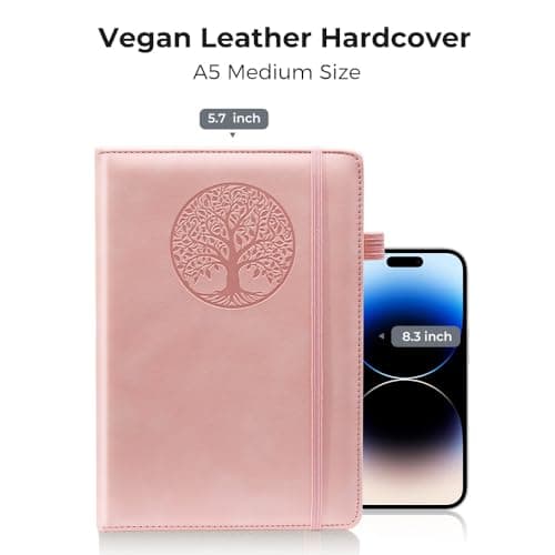 BIYUNRO Lined Journal Notebook for Women & Men, Hardcover Leather Journals for Writing, Diary, Journaling, Bible, Work & Travel, A5 (Pink) - Thumbnail 5