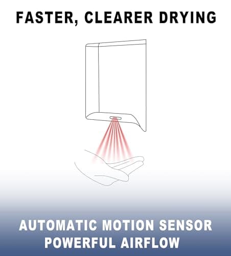 AIMEIKE Automatic Commercial Hand Dryer with Temperature-Sensing & Auto-Adjusting Airflow, High-Speed 1300W Compact Wall Mounted Hand Dryer for Bathroom & High-Traffic Restrooms,Sliver - Thumbnail 6