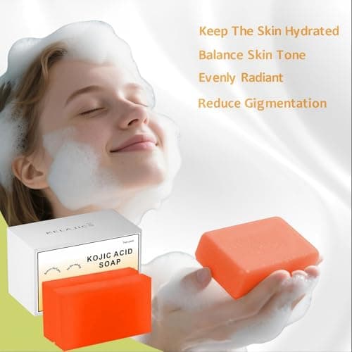 KELAJICS Kojic Acid Soap Bars with Retinol, Collagen, Vitamin C, Fresh Orange Scent for Face and Body, Moisturizes, Smooth and Evenly Radiant (2 Pack) - Thumbnail 4