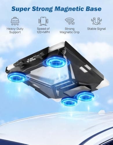 JOYTUTUS Magnetic Car Mount for Starlink Mini 200lbs Heavy Duty, Quick Release for RVs, UTVs,SUV, Boat,Truck with Straps Black - Thumbnail 3