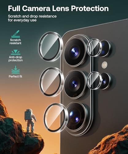 GolbinBox 2+1 Pack for Samsung Galaxy S26 Ultra Screen Protector with Camera Lens Protector [12FT Military-Grade] 9H Hardness Aerospace Tempered Glass for S26Ultra Full Coverage, Phone Case Fit (6.9" 2026) - Thumbnail 6