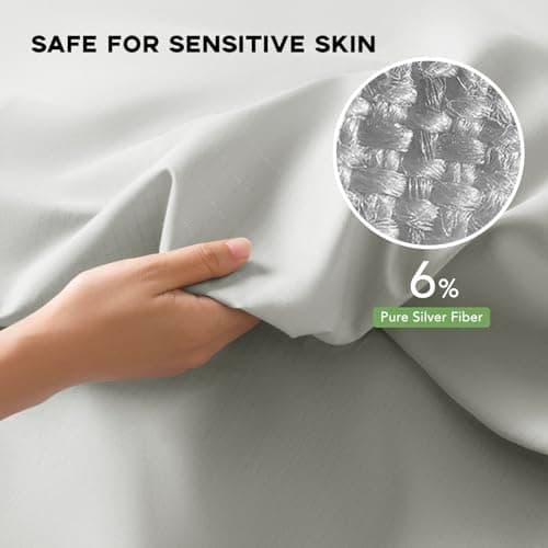 Grounding Sheet King,6% Pure Silver Fiber 94% Cotton Connected Earth Energy, Grounding Bed Sheets 18" Deep Pocket with Grounding Cord Enhances Energy and Well-Being(78"x 80" White) - Thumbnail 5