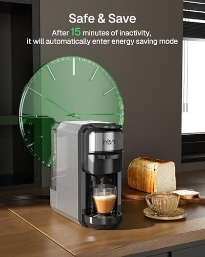 HBN 3-in-1 for Nespresso Capsule & K-Cup Pods & Ground Coffee Multi Coffee Maker Single Serve, 19Bar Programmable One-Touch Brewing Espresso Machine, 20oz Removable Water Tank, 1450W Fast Heat - Thumbnail 6