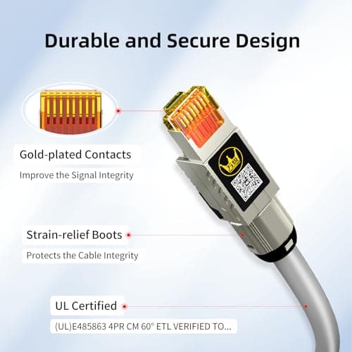 WANJEED Cat6a Patch Cables 16.4ft, Cat6 Ethernet Patch Cable Pure Copper, Flexible Cat 6 Patch Cable 500MHZ 10G, Space-Saving Cat 6A Network Cables for Patch Pane - Thumbnail 2