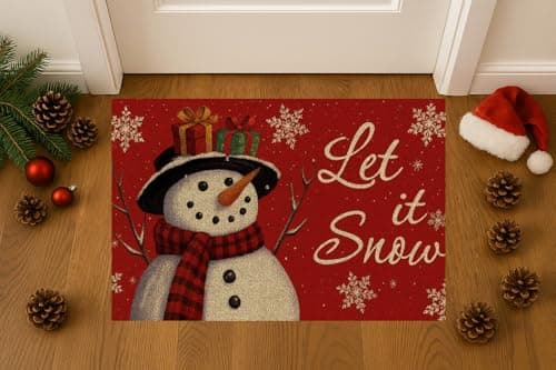 Carastora Christmas Snowman Pattern Decorative Doormat/Anti-Fatigue Mat, Let it Snow,20x31in, Suitable for Indoor and Outdoor Porch Decoration, Housewarming Non-Slip and Durable. - Thumbnail 3