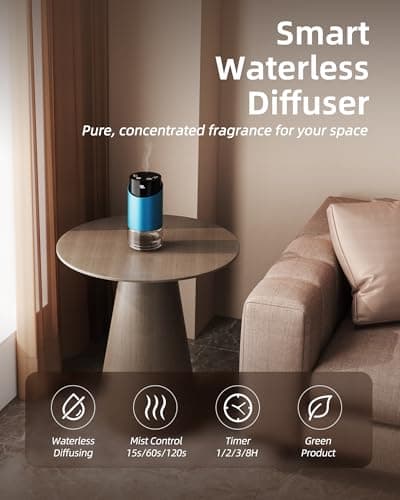 Waterless Essential Oil Diffuser Aromatherapy Scent Diffusers for Home Large Room, Bedroom, Car, Office, Battery Operated Mini Portable Air Freshener, 3 Countdown Timers & 3 Mist Levels - Thumbnail 2