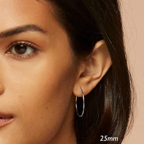 24 Pairs Chunky Silver Hoop Earrings Set for Women, Hypoallergenic Fashion Statement Hoops Earrings Pack Assorted Small Big Twisted Hoop Jewelry for Gift - Thumbnail 2