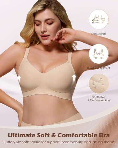 As Fairy Comfort Wireless Lift Bra for Women - Smooth Full Coverage Push Up Bras for Everyday Wear Nude 36A - Thumbnail 5