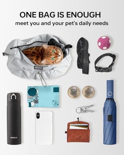 Puppy Sling Carrier for Small Dog-Widened and Thickened Shoulder Strap with Storage Pocket, Adjustable Hands-Free Small Dog Carrier Sling for Outdoor,Cat&Dog Sling Carrier 7-15 lbs.(Light Grey) - Thumbnail 6