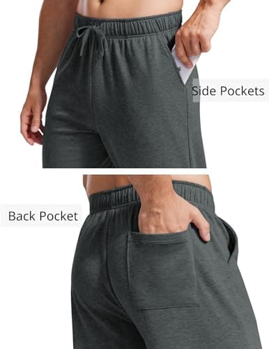 PINSPARK Men's Lightweight Sweatpants Cotton Yoga Pants Baggy Sweat Pants Open Bottom Lounge Jogger Sweatpants with Pockets Dark Grey - Thumbnail 5