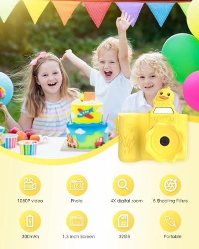 Mini Digital Camera for Boys Girls Aged 3-9, Toddler Cameras for Christmas and Birthday Gifts,Children's Digital Video Camera, Toy Cameras for 3 4 5 6 7 8 9 Year Olds,32G SD Card Included - Thumbnail 2