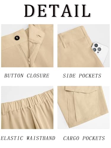 Runcati Mens 9" Golf Shorts Quick Dry Stretch Lightweight Elastic Waist Work Hiking Summer Dress Shorts with 4 Pockets Khaki - Thumbnail 5