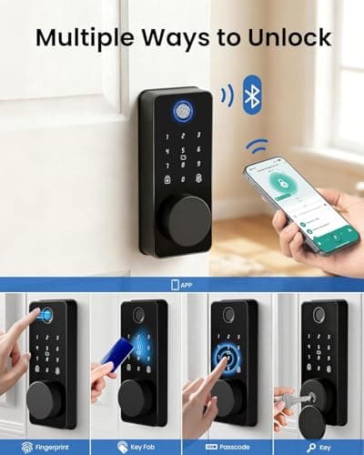 IBLOG Smart Door Lock, Fingerprint Keyless Entry Door Lock Front Door App Control, Electronic Touchscreen Keypad Deadbolt, Auto Lock, IP54 Waterproof, Easy Install - Thumbnail 2
