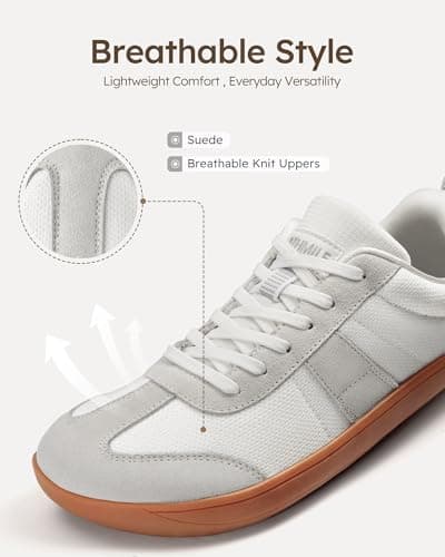 ATHMILE Barefoot Shoes Women Men Wide Toe Box Zero Drop Minimalist Fashion Sneakers for Walking Gym Hiking Trail Running Retro Casual Breathable Knit Lightweight Flexible Non Slip White - Thumbnail 4