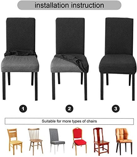 Genina Waterproof Chair Covers for Dining Room Set of 4 Kitchen Chair Covers Parson Dining Chair Slipcover,Navy Blue - Thumbnail 6