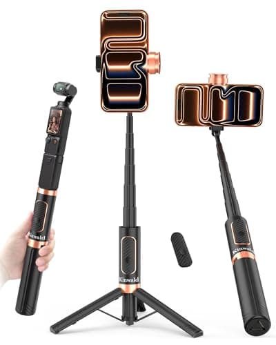 Kinwald Selfie Stick Tripod for iPhone & Android – Portable Phone Tripod Stand with Bluetooth Remote, One-Click Open, Compact & Lightweight for Vlogging, Travel & Everyday Use (Black) - Image 1