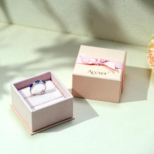 925 Sterling Silver Birthstone Rings for Women - Adjustable Size Women Jewelry Birthday Gifts for Girlfriend,Wife,Mom (12 - Blue Topaz) - Thumbnail 6