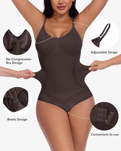 POSESHE Shapewear Bodysuits for Women Tummy Control Body Shapewear Seamless Waist Trainer Bodysuit - Thumbnail 5