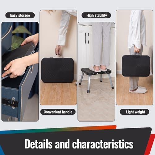 STOODER 9" Folding Step Stool, Non-Slip 16x12 Large Platform, Portable Compact Sturdy Step Stool for Kids Adults Seniors at Indoor Outdoor, Durable Steel Frame, 300 lbs Capacity, Black - Thumbnail 4
