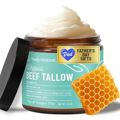 Body Restore Whipped Beef Tallow Balm – Fathers Day Gift for Dad from Daughter Son Wife, Grass Fed Face & Body Moisturizer, Birthday Gifts for Men, Self Care Spa Gifts – Eucalyptus - Image 1