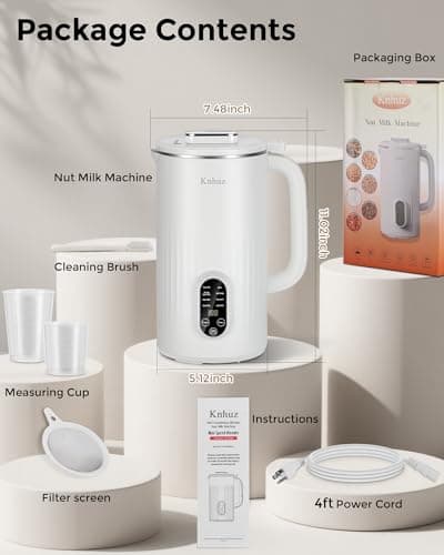 Kuhuz Nut Milk Maker,32oz Automatic Soy Milk Machine For Homemade Almond,Oat,Coconut Plant Based & Non-Dairy Beverages,12H Time Delay,Auto-Clean,Keep Warm,Cream White - Thumbnail 6