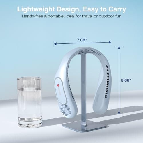 Hotsales Neck Fan, Hands Free Bladeless Neck Fans Portable Rechargeable, 6000 mAh Battery Operated Wearable Personal Fan, Cooling Neck Fan, 3 Speeds, USB Fan Gifts for Men, Women, Travel, Outdoor - Thumbnail 6