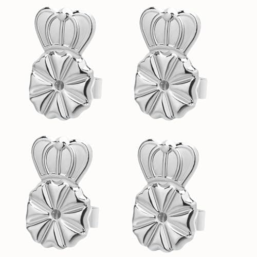Earring Lifters Earring Backs for Droopy Ears 4Pcs Earring Backs Replacements for Jewelry Hypoallergenic Earring Back for Heavy Earring Adjustable Earrings Backs Sliver - Image 1