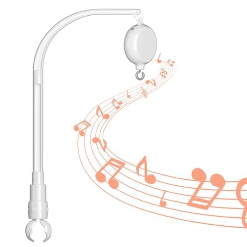 FEISIKE Baby Crib Mobile Arm with Music Box Spin Motor,23 Inch,Volume Control,3 Modes(Turn & Music,Turn Only, Music Only),Nursery Decor Hanger,Holder for DIY Clamp Mobile,35 Lullabies,30 Min Auto-Off