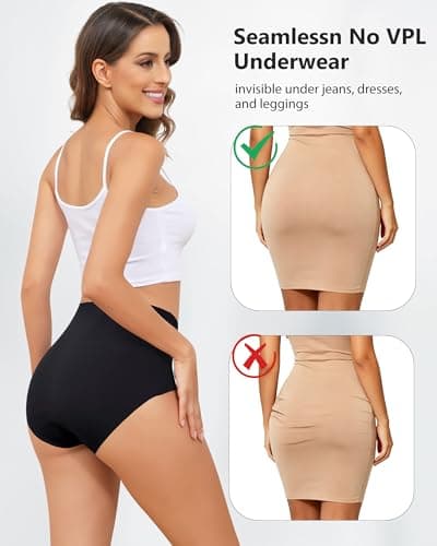 Oegho Seamless Underwear for Women High Waisted No Show Panties Full Coverage Briefs Invisible Soft 5 Pack S-XXL - Thumbnail 6