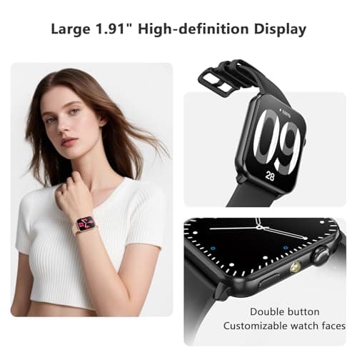 Blackview Smart Watch for Men Women,1.91" HD Touchscreen Fitness Watch with Flashlight, Bluetooth Notifications/Make Calls, Heart Rate/Sleep Monitor/2 Straps, Fitness Watch for Android/iPhone - Thumbnail 2
