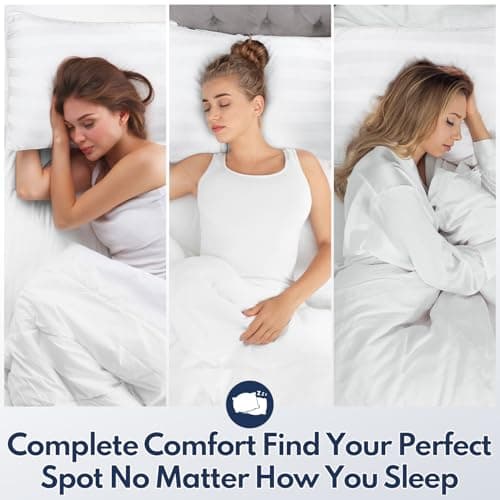 DIORIS Pillows Queen Size Set of 2 - Luxury Hotel Collection Bed Pillows for Sleeping, Supportive Side Sleeper Pillow, Fluffy Down Alternative Microfiber Filled for Back, Stomach Sleepers - Thumbnail 3