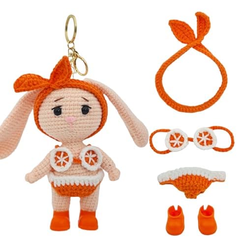 POPNANA Handmade Crochet 15cm-17cm Doll Clothes Accessories with Shoes Set Outfits Compatible Cute Dress up 5.91-6.7inch Dolls Christmas Gifts for Women Kid Boys Girls (No Doll)(Orange Bikini Set)