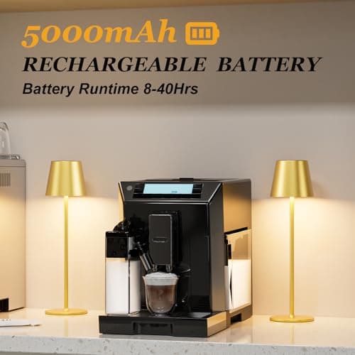 Cordless Table Lamp Rechargeable Gold - KK 2 Pack 5000mAH Battery Operated Lamp for Dining Table, 3 Color Stepless Dimming Waterproof LED Wireless Lamp for Counter, Outdoor Patio, Touch Control - Thumbnail 3