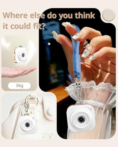 W & O Mini Keychain Digital Camera,1080p Mini Camera Charms with 32GB Card,Small Cameras for Photography with Long Battery Life,Pocket-Size Keychain Camera with Chain for Vlog, Party,Travel (Gold) - Thumbnail 5