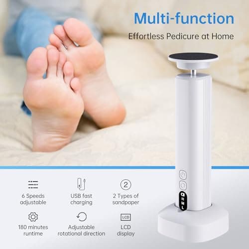 Electric Foot Callus Remover Rechargeable, 6 Speeds Adjustable USB Charging Foot Sander, Portable Electric Foot File Professional Foot Grinder for Dead Skin & Cracked Heel - Thumbnail 6
