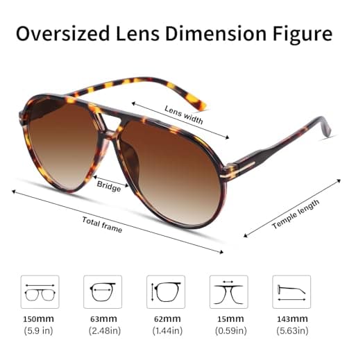 YMRFW Oversized Retro Aviator Sunglasses for Women Men Classic 70s Trendy Vintage Style Large Frame Sun Glasses - Thumbnail 5