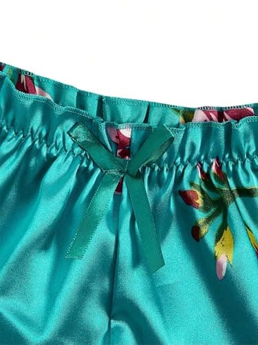 Rigeri Sexy Lingerie Set For Women Summer Nightwear Cami Shorts Teal 3XL - Thumbnail 3