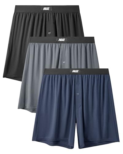 Nullktie Mens Underwear Micro Modal Boxers for Men, Breathable Boxer Shorts with Button Fly, 3 Pack - Image 1