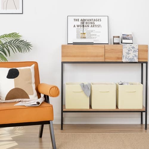 StorageWorks Beige Storage Cubes, 11 Inch Cube Storage Bins with Handle, Cube Storage Organizer Bins for Shelves and Closet, Collapsible Storage Bins, 4-Pack - Thumbnail 6