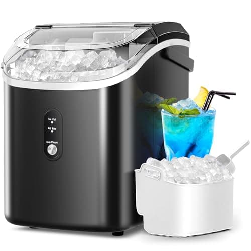 Crzoe Nugget Ice Maker Countertop with Self-Cleaning Function, Sonic Ice Machine with Handle, 35Lbs/24H, Compact Design for Home/Office Use(Black) - Image 1