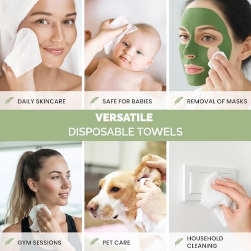 PLANTIFIQUE Disposable Face Towels XL 10"x12" - 100% Biodegradable Viscose Facial Towelettes for Women Skin Care - Toallas para la Cara Desechables, 100 Count - Thumbnail 6