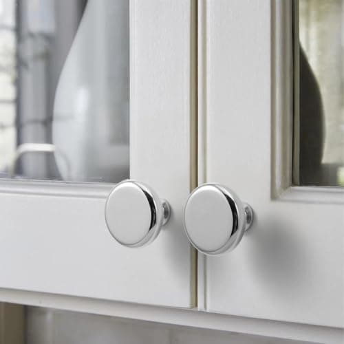 YAGU 10 Pack Bright Silver Kitchen Cabinet Knobs 1-1/4 Inch Round Solid Dresser Drawer Knob Polished Chrome Modern Hardware Pulls for Closet Cupboard Wardrobe - Thumbnail 2