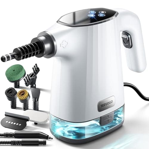 TEEVOGO Handheld Steam Cleaner, 3s Fast Heat Pressurized Steam Cleaner, Upgrade 450ml Removable Water Tank, Lightweight Portable Steamer for Cleaning Home, Kitchen, Bathroom, Car, Tile, Easy Refill