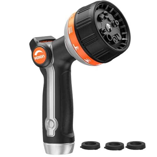 VOXON Hose Nozzle Heavy Duty 10 Spray Patterns - Metal Garden Water Hose Sprayer with Thumb Flow Control | On Off Valve, Nozzle Sprayer for Lawn & Plant Watering, Car & Pet Washing - Image 1