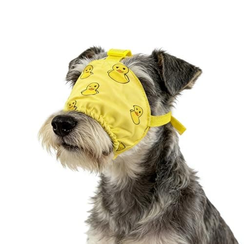 NACOCO Dog Calming Cap Eye Mask Ducks Nylon Shading Pet Anxiety Mask Muzzle for Grooming Anti Car Sickness (Yellow, S) - Image 1
